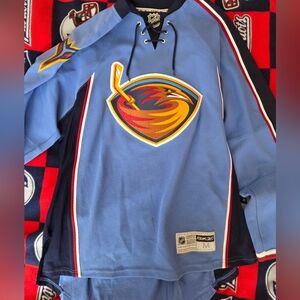 Reebok Light Blue Atlanta Thrashers Hockey Jersey with Navy Accents